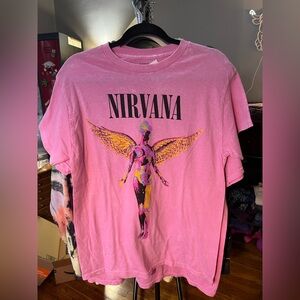 NWT Pink Nirvana Graphic T-Shirt Front and Back Graphic Tee!